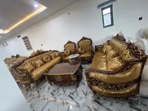 Eight Seater Original Gold Chair With Center Side and Tow Side Stool