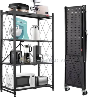 4layers Foldable Storage Rack With Wheels