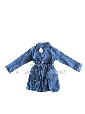 Denim Cargo Dress Long Sleeves and Functional Front Pockets