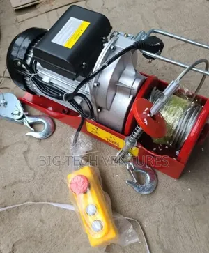 Viral Brand Electric Hoist Featuring a Red Frame and a Wired Remote