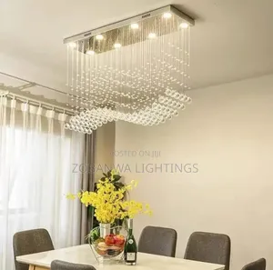 Italian Luxury Crystal Led Rectangular Pendant Lamp