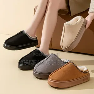 Women's Slippers Fluffy Winter House Shoes Black