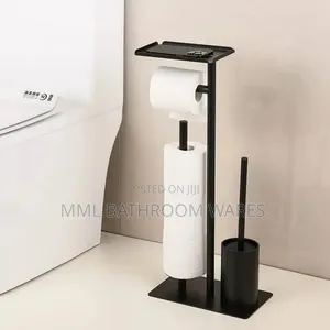 Stainless Steel Freestanding Toilet Roll Holder With Toilet Brush