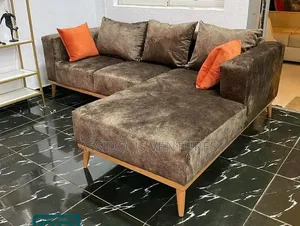 Modern Luxurious Brown L Shaped Sofa Chair