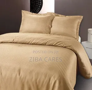 Luxury Strips Gold/ Cream Bedding Set With Duvet and Pillowcases 6x6