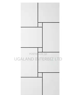 Modern White Door With Black Geometric Grid