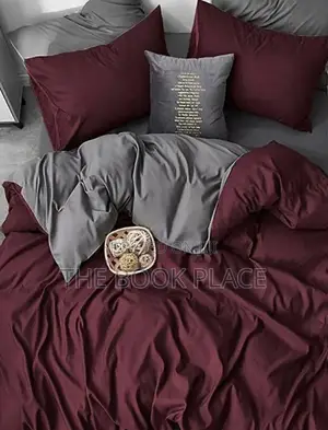 Wine/Gray Hundred Percent Cotton Bedding Set With Duvet