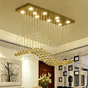 Rectangle Crystal Chandelier Living Room Bedroom Kitchen Wave Shape
