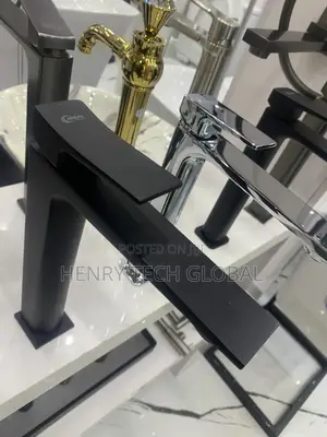 Black Long Neck Basin Mixer Tap
