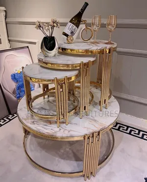 3 in 2 Cream Colour Marble Top Table