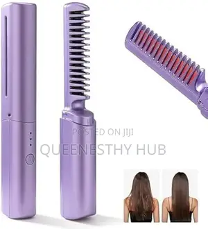 2-in-1 Rechargeable Cordless Hair Straightener Curler Brush