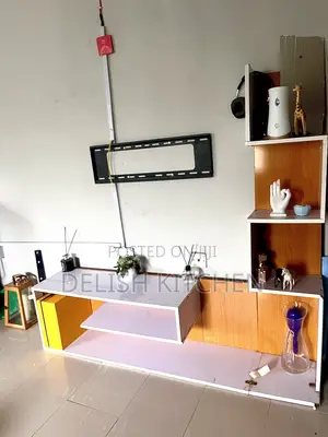 Colorful Modern Tv Console + Shelf Unit – Spacious Stylish