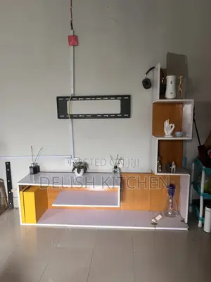 Colorful Modern Tv Console + Shelf Unit – Spacious Stylish
