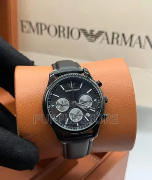 Emporio Armani Leather Functional Chronograph Watches in Colors