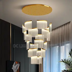 Modern Large High Ceiling Spiral Stairs Led Pendant Chandelier.