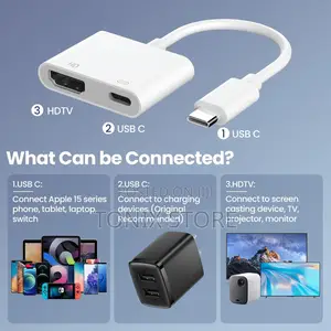 Type-C to Hdmi Video Adapter With Usb-C Fast Charging Port