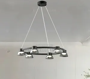 Modern 6 Drop Pendant LED ChandelierBlack Round Base Luxury