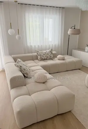 L Shaped Modern Cream Bubble Sofa