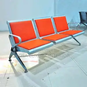 Heavy Duty 3-Seater Waiting Bench With Orange Seats