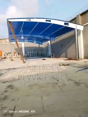 Blue and White Carport