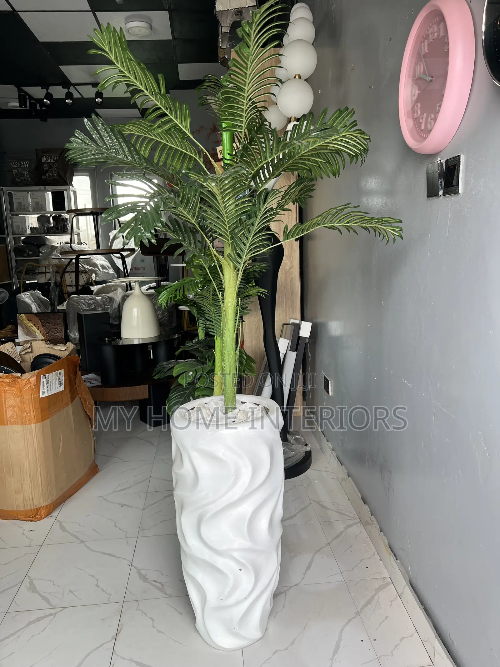 Big White Pot With Flower