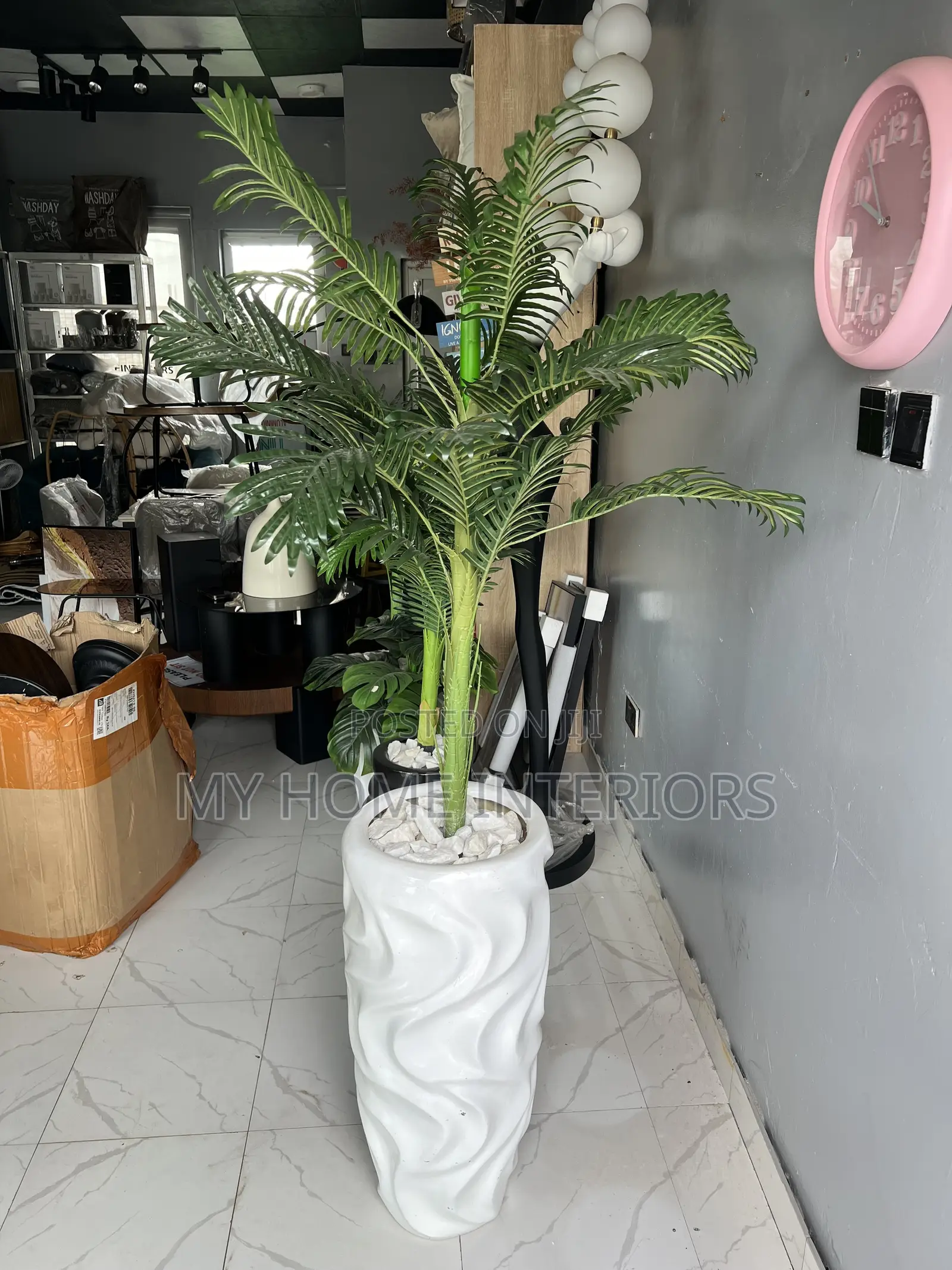 Big White Pot With Flower