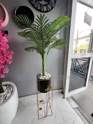 Metal Planter With Flower