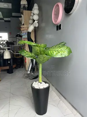 Black Planter With Flower