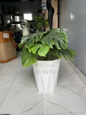White Planter With Flower