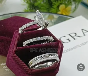 Couples Classic Set of Mossanite Diamond Stone Silver Wedding Ring 005