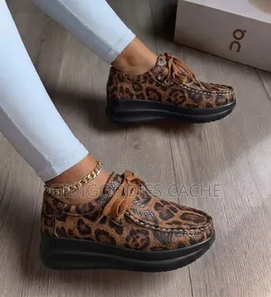 Women's Leopard Print/Suede Platform Moc-Toe Shoes Size 37-43