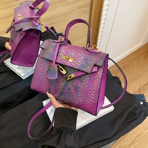 European and American Vintage Snake Shoulder Crossbody Handbag Purple