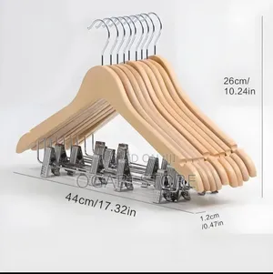 10pcs Premium Solid Wood Hangers With Clips
