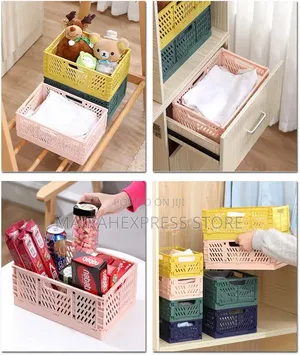 Plastic Collapsible Crate Folding Storage Basket With Handle B3s