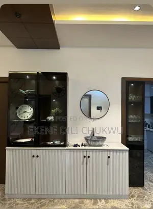 Modern Minimalist Console Cabinet With Display Shelf
