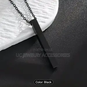 Steel Unisex Hip Hop Bar Pendant Necklace