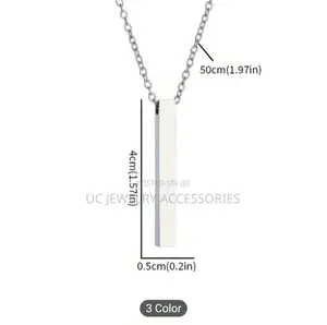 Steel Unisex Hip Hop Bar Pendant Necklace