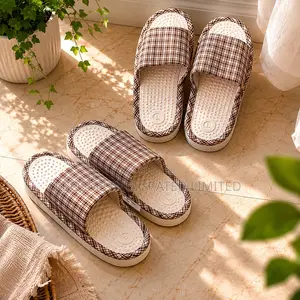 Plaid Indoor Couple Home Slippers (2 Pairs)