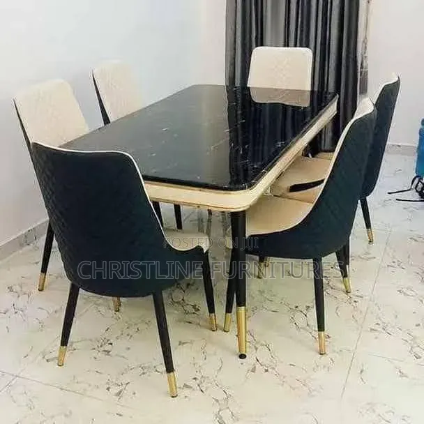 Marble Top Dining Table by 6 Seaters