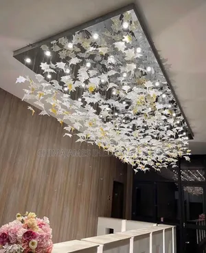 Modern Designer Diy Free Style Chandelier Stairs Maple Leaves Glass