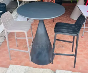 Cone Base Outdoor Bar Table 2 Stools Set