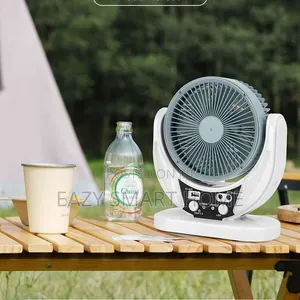 Sonik Rechargeable Table Fan With Ac/Dc + Solar Panel + 2 Led Bulbs.