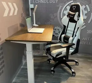 Racing Style Gaming Office Chair – White Black Leather