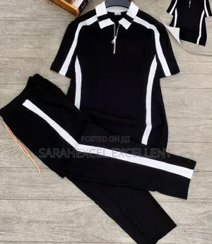 Premium Men's Nigerian Crafted 2piece Set Sharp Black White Combo