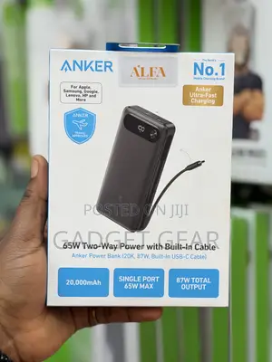 Anker 20,000mah 65w Power Bank With Built-in Usb-C Cable