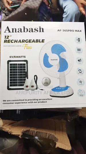 Solar Rechargeable Table Fan With 2 Led Bulbs + Phone Charger