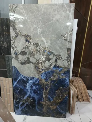 80x160 Royal Sapphire Marble Tile Luxury Grey, Blue Gold Finish