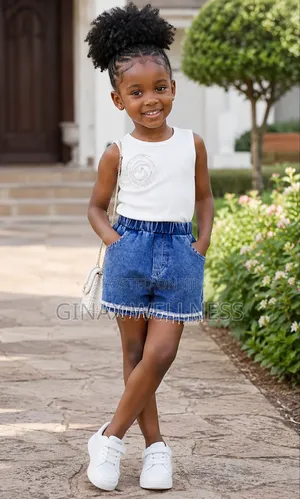 Floral Sleeveless Top and Jeans Shorts Set for Girls