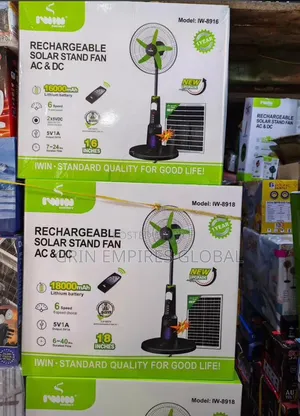 1win High Quality Rechargeable Solar Standing Fan Ac Dc