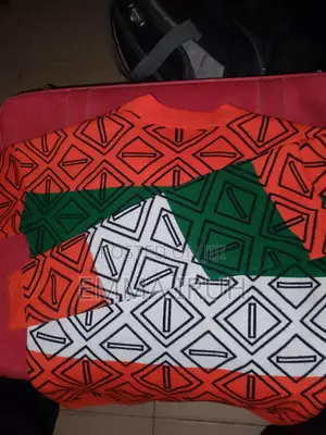 Women's Color Block Geometric Knit Sweatshirt – Orange, Green White